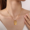 304 Stainless Steel Textured Rectangle with Sacred Heart Pendant Necklaces for Unisex WG14EDC-01-3