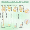 4Pcs 4 Styles Chinese Style Brass Enamel Flower Bookmark with Long Chain AJEW-SC0002-92-2