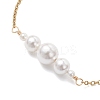 Shell Pearl White Round Graduated Beaded 304 Stainless Steel Cable Chain Bracelets for Women BJEW-JB12981-3