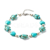 Heart & Tortoise Synthetic Turquoise Beaded Anklet AJEW-AN00459-02-1