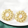 304 Stainless Steel Plastic Imitation Pearl Stud Earrings EJEW-U070-01G-3