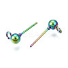 Rack Plating Rainbow Color 304 Stainless Steel Stud Earring Findings LS-STAS-S119-112-3