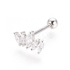 Anti-Tarnish Rhodium Plated 925 Sterling Silver Barbell Cartilage Earrings STER-I018-01P-1