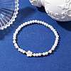 Flower Natural Shell & Glass Beaded Stretch Bracelet BJEW-JB10184-02-2