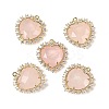 Natural Rose Quartz Faceted Heart Pendants G-I382-03G-02-1