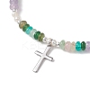 Cross 304 Stainless Steel Charm Bracelets BJEW-JB13112-01-2
