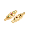 Brass Pave Cubic Zirconia Connector Charms KK-H533-08B-G-2