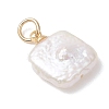 Baroque Natural Nucleated Pearl Keshi Pearl Square Charms PALLOY-JF04967-4