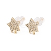 Brass Clear Cubic Zirconia Stud Earring Findings LS-EJEW-A155-03F-G-1