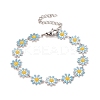 Enamel Daisy Link Chains Bracelet BJEW-P271-01P-03-1