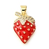 Brass Micro Pave Clear Cubic Zirconia with Enamel Pendants KK-G529-04G-1