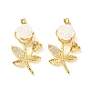 Brass Micro Pave Clear Cubic Zirconia with Resin Pendants KK-G533-01G-02-1