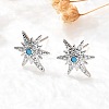 Star Brass Micro Pave Cubic Zirconia Ear Studs EJEW-D304-36P-5