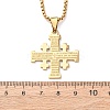 Jerusalem Cross 304 Stainless Steel Pendant Box Chain Necklaces NJEW-NH0003-01G-3