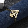 Brass Micro Pave Clear Cubic Zirconia Cuff Finger Rings for Women RJEW-U033-05G-1