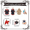 40Pcs 5 Styles Graduation Season Theme Alloy Enamel Pendants ENAM-SC0005-81-2