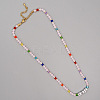 Christmas Theme Glass & Imitation Pearl & Brass Bicone Beaded Necklaces GF3195-11-1