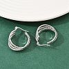 304 Stainless Steel Triple Twist Ring Stud Earrings EJEW-P324-09P-2