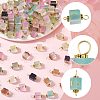 100Pcs Glitter Frosted Glass Cube Connector Charms PALLOY-FS00042-02-2