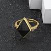 Rhombus Natural Obsidian Finger Rings RJEW-B113-01G-07-2