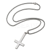 304 Stainless Steel Christian Upside Down Cross Pendant Box Chain Necklaces NJEW-NH0001-07P-5