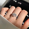 Anti-Tarnish Rhodium Plated 925 Sterling Silver Double Rings Set RJEW-Z040-17P-B-3