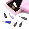 DIY Natural & Synthetic Gemstone Teardrop Pendant & Waxed Cord Pendant Necklace Making Kits DIY-FS0008-48-3