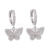 Brass Micro Pave Clear Cubic Zirconia Huggie Hoop Earrings EJEW-K083-24P-1