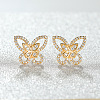 Brass Micro Pave Clear Cubic Zirconia Stud Earrings WG8C177-02-1