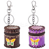 Olycraft 2Pcs 2 Colors Butterfly Pattern Leather Cylinder Wallets AJEW-OC0004-88-1