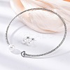 Round Plastic Imitation Pearl Stud Earrings & Rhinestone Cuff Choker Necklaces Sets SJEW-U003-11P-1