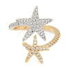 Starfish Brass Micro Pave Clear Cubic Zirconia Cuff Ring RJEW-Q819-25G-2