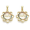 Hollow Brass Micro Pave Colorful Cubic Zirconia Pendants X-ZIRC-S067-077-NF-1