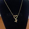 304 Stainless Steel Heart with Initial Pendant Necklaces for Women FS-WG4DC9E-24-1