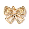 Rack Plating Brass Micro Pave Clear Cubic Zirconia and Plastic Pearl Pendants KK-S366-09G-1