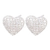 Brass Micro Pave Clear Cubic Zirconia Stud Earrings EJEW-G471-31P-02-4