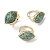 Horse Eye Natural African Turquoise(Jasper) Cuff Rings RJEW-M076-04G-06-2