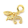 Rack Plating Brass Micro Pave Cubic Zirconia European Dangle Charms KK-P270-02E-G-2