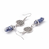 Gemstone Bullet with Flower Dangle Earrings EJEW-I276-03P-4