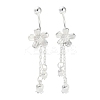 999 Fine Silver Flower Tassel Ear Plug Gauges EJEW-P296-10S-1