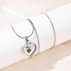 304 Stainless Steel Heart with Paw Print Pendant Pet Urn Ashes Necklaces LS-NJEW-S455-04P-1