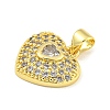 Heart Rack Plating Brass Micro Pave Cubic Zirconia Charms KK-Z053-17G-04-2