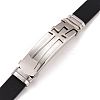 201 Stainless Steel Rectangle with Cross Link Bracelet with PU Leather Cord for Men Women BJEW-G649-08P-1
