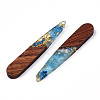 Transparent Resin & Walnut Wood Pendants X-RESI-N039-69H-2