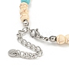 Evil Eye 304 Stainless Steel & Two Tone Synthetic Turquoise Round Beaded Bracelets for Women BJEW-G717-08P-3