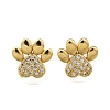 Clear Cubic Zirconia Dog Claw Print Stud Earrings EJEW-C035-02G-2