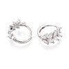 Brass Micro Pave Cubic Zirconia Leaf Hoop Earrings EJEW-T048-41B-P-2