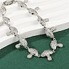 Mushroom Brass Micro Pave Clear Cubic Zirconia Link Bracelets for Women BJEW-Z126-04P-2