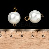Baking Paint Pearlized Glass Pearl Round Connector Charms PALLOY-PH01725-3