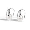 Teardrop Rhodium Plated 925 Sterling Silver Shell Pearl Dangle Earrings for Women EJEW-Q804-05P-1